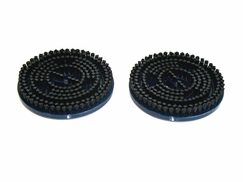 Two black round replacement brush heads with bristles.