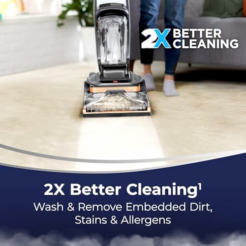 Carpet cleaner with 2X better cleaning text