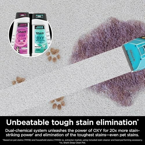 Carpet stain removal with Shark OXY and Deep Clean products.