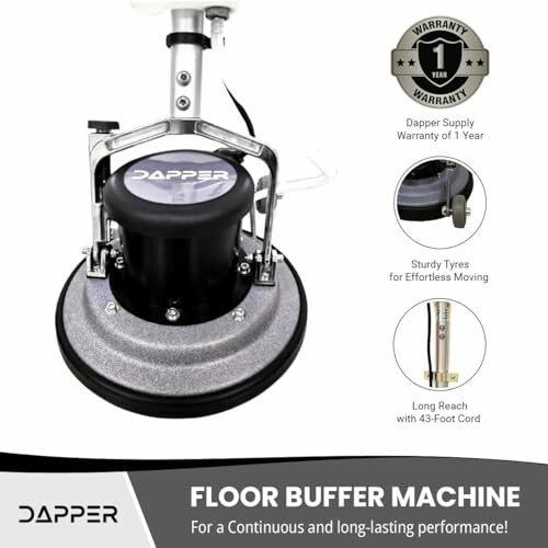 Dapper floor buffer machine with features highlighted.