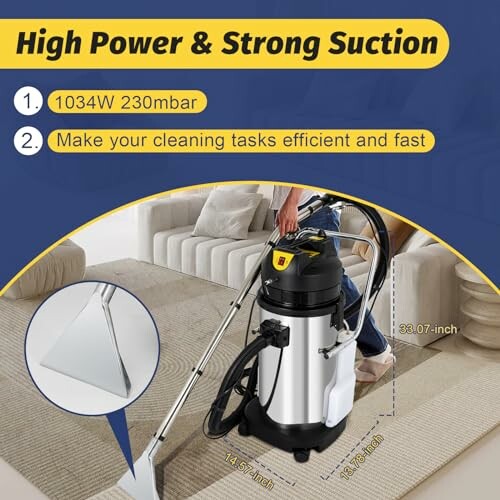 Vacuum cleaner with strong suction for efficient cleaning.