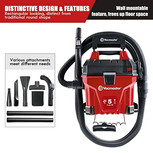 Vacmaster wall mount vacuum with attachments and features